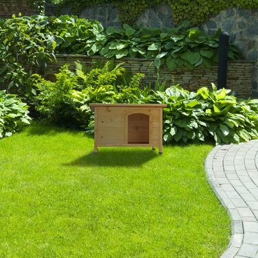 Будка для собак Relaxdays, 58 x 86 x 58 см, дерев'яна, вологостійка, для вулиці, натуральний колір/чорний