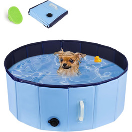 Басейн для собак DEWEL, складаний, 80x30 см, блакитний, з ручкою та щіткою для догляду