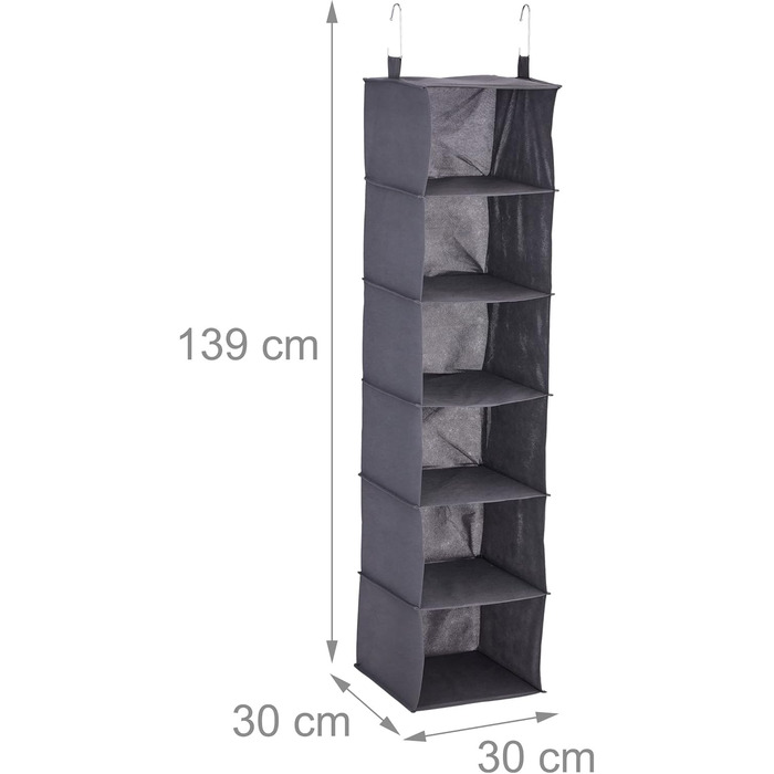 Настінна вішалка для одягу Relaxdays з 6 відділеннями, сіра, 139 x 30 x 30 см