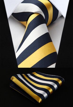 HISDERN Комплект краваток для чоловіків (5 шт.) з кишеньковим хустинкою. Класичні краватки з шовку для весілля та особливих випадків. У подарунковій коробці.