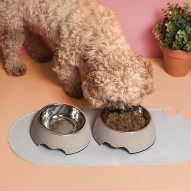 Набір мисок для собак та котів ne&no® Futternapf (2 шт.) середнього розміру (350 мл) | Нековзні миски для собак та котів | Миска для собак (M, Taupe)