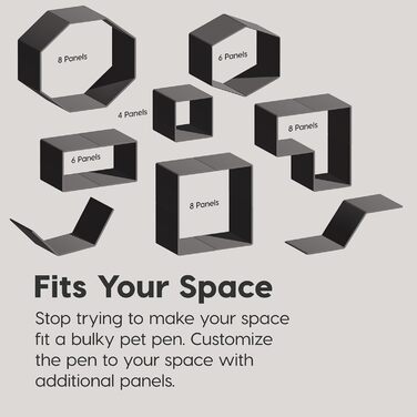 Лейс для собак Iris USA з дверцятами, 61 см, для цуценят та маленьких собак, безпечний, простий монтаж, зручне зберігання, регульований, гумові неслизькі ніжки (Темно-сірий, 61 см висота – 4 панелі)