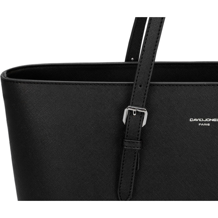 Сумка жіноча David Jones Shopper Tote Bag PU шкіра A4 для ноутбука, роботи, навчання, подорожей - чорна