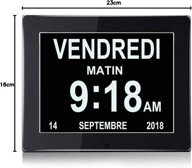 SENXINGYAN 8-Inch Digital Clock, Alarm Clock, Calendar for Seniors & Dementia Patients (e.g., Alzheimer's) with Reminder Function