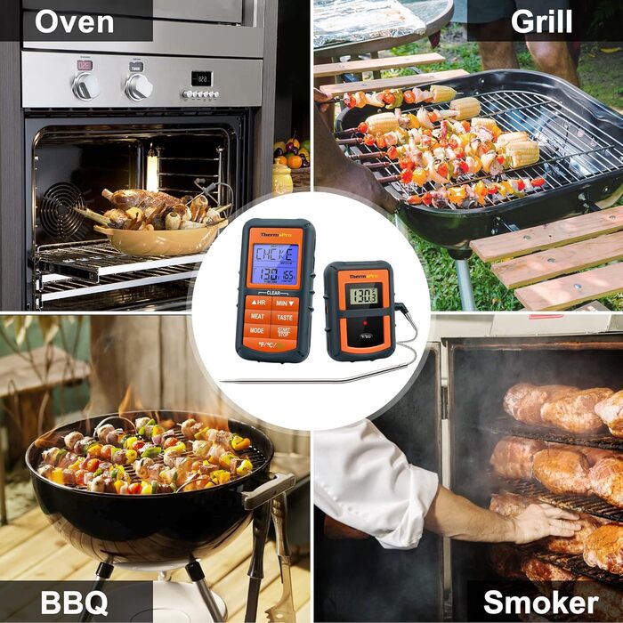 Термометр для гриля ThermoPro TP07 з таймером: BBQ, духовка, коптильня, дальність до 90 метрів