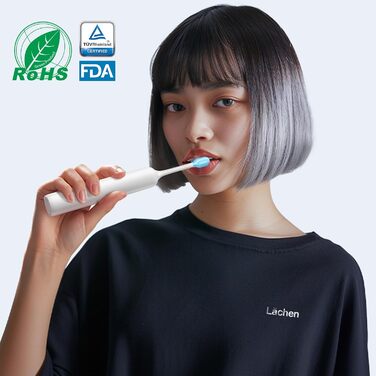 Електрична зубна щітка MGW Lächen – звукова, 3 режими, 3 інтенсивності, IPX8, 4 насадки, біла/чорна