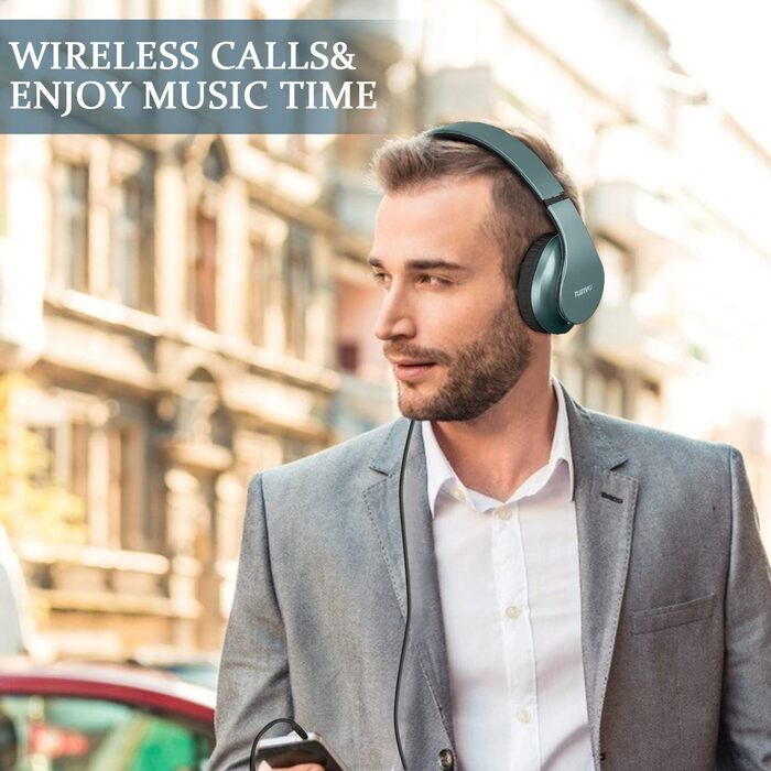 Bluetooth навушники TUINYO Over Ear з мікрофоном, HiFi стерео, складні, бездротові