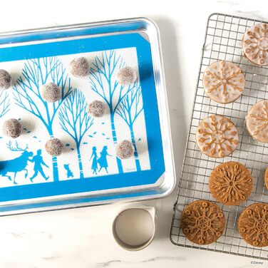 Nordic Ware Disney Frozen 2 Cookie Stamps, Design: Falling Snowflake, Set of 3, Silver with Blue Handles