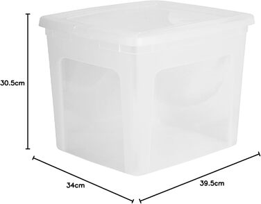 Iris Ohyama Versatile Storage Boxes, 30L, 3-Piece Set, Transparent, Easy-Closing Lid, Stackable, Plastic, For Closet, Shelves, Classroom, Organization, Art Supplies, Shoes, MCB-30