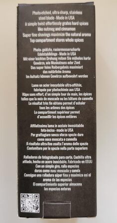 Млинок для спецій і мускатного горіха Microplane, сріблясто-чорний, набір з пробною упаковкою мускатного горіха Azafran