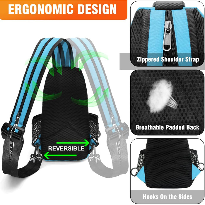 Сумка-слінг через плече для жінок та чоловіків з оксфордської тканини. Шкіряна сумка-кросбоді, спортивна сумка, повсякденний рюкзак для активного відпочинку, подорожей та шопінгу (Блакитна)