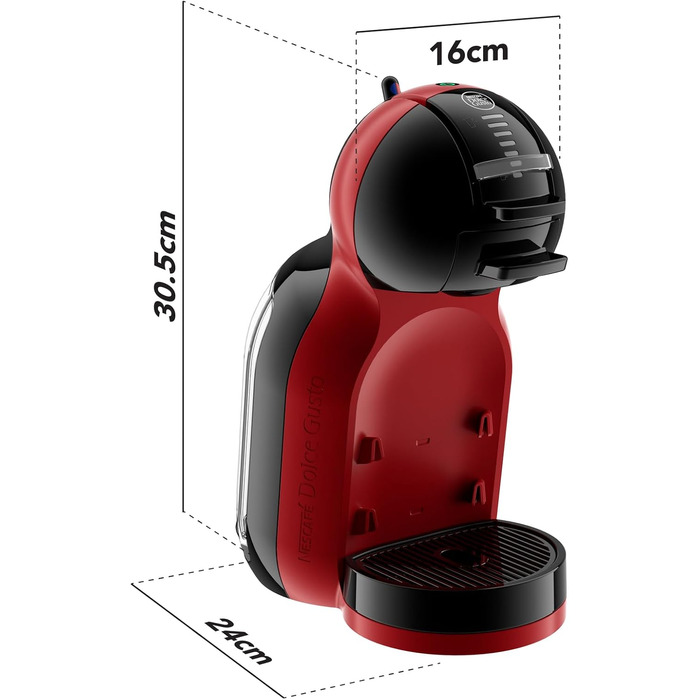 Кавомашина NESCAFÉ Dolce Gusto Mini Me від Krups: компактна, автоматична, 15 bar, чорний/вишневий