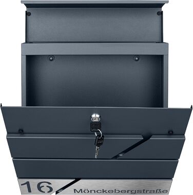 Поштовий ящик з газетницею з нержавіючої сталі, настінний, з замком та газетницею - лазерне гравіювання (Модель 4)