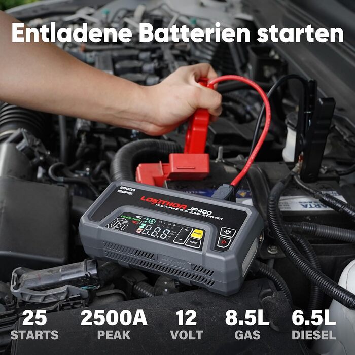 Пусковий пристрій LOKITHOR JP400 Jump Starter Powerbank 2500A з компресором 150 PSI для автомобіля
