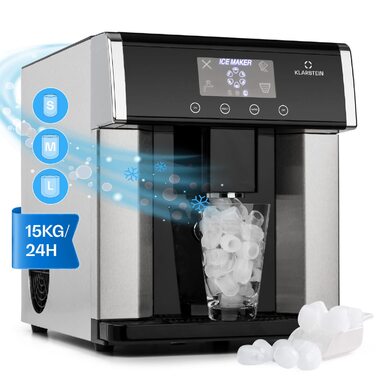 Машина для приготування льоду Klarstein Eiswürfelmaschine Klein, 3L, срібляста, 10-15 кг/24г