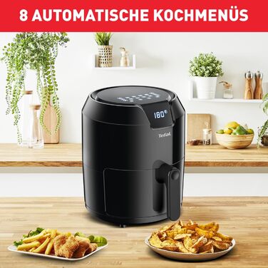 Tefal EY4018 Easy Fry Precision XL Hot Air Fryer | Air Fryer | 1500 W | 4.2 L for 6 Portions | 8 Automatic Programs | Digital Display | Energy-Saving | Healthy Oil-Free Fryer | Black