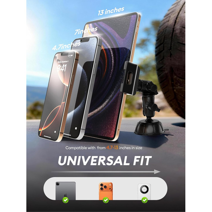 Автотримач для планшету OHLPRO: універсальний, 360° обертання, для iPad, Samsung Tab, Huawei (6-11