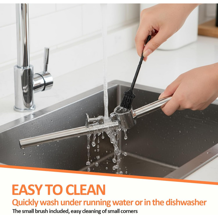 Пресс для часнику з нержавіючої сталі VINATO з очищувачем та щіткою для чищення, кухонний аксесуар для натискання та очищення часнику, придатний для миття в посудомийній машині