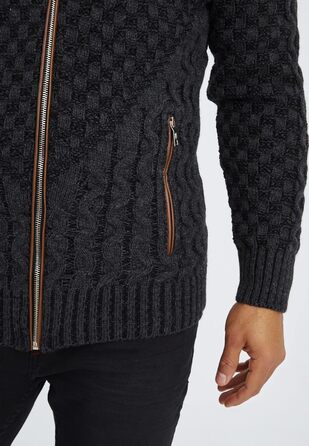 Чоловічий кардиган Leif Nelson з блискавкою, Regular Fit, антрацит/чорний, 3XL