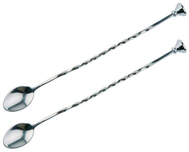 Набір барних ложок з машером (2 шт.), нержавіюча сталь, 27 см, полірована сталь з гвинтовим стержнем