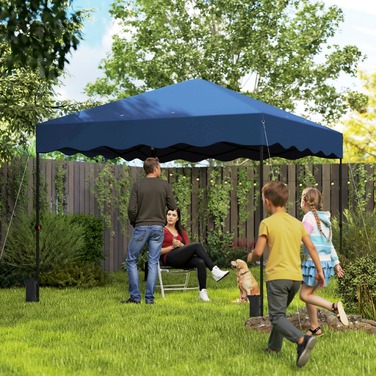 Outsunny Gazebo approx. 3x3m, water-resistant, stable, winter-proof, pop-up folding gazebo with UV protection 50+, foldable party tent, garden tent with carry bag, garden gazebo for camping and garden, Dark Blue | Aosom
