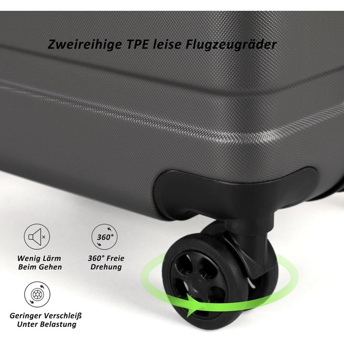 Набір валіз TANTOMI 3 шт., ABS, сірий (20/24/28 дюймів)