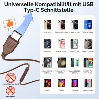 Накладні дротові навушники INFURTURE з USB-C та активним шумозаглушенням (Noise Cancelling), коричневі