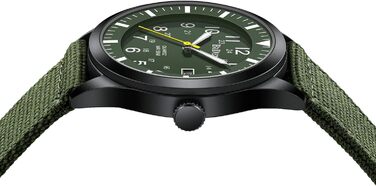 HANPOSH Годинник чоловічий військовий тактичний з датою, водонепроникний 3ATM, кварцовий, з індикатором 12/24 годин (зелений/чорний/зелений)