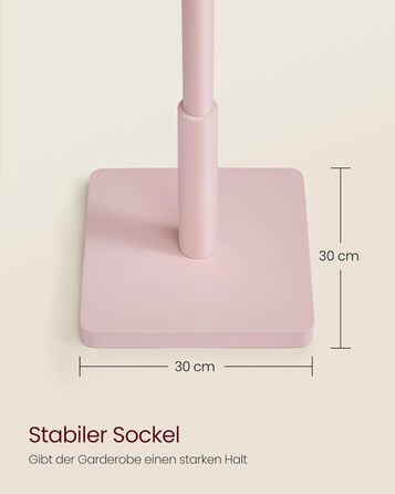 VASAGLE Coat Rack, Clothes Rack Solid Wood, Tree Shape Jacket Stand, 8 Hooks for Jackets, Hats, for Entryway, Hooks and Hold Bar Made of Rubber Wood, Cloud White RCR00W02 (Pastel Pink, 1)