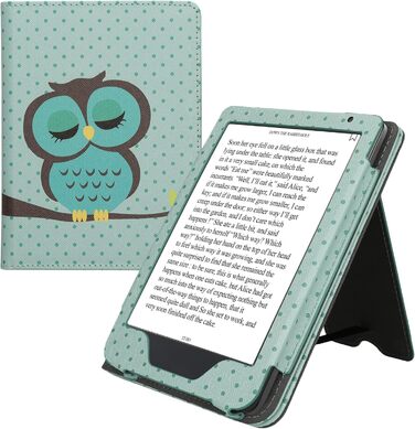 Чохол-книжка kwmobile для Kobo Clara BW/Clara Colour/Tolino Shine (5) / Shine Color з петлею для руки та мотивом бібліотеки (Eule Schlaf)