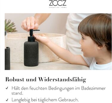 Набір для ванної кімнати ZCCZ 6 предметів: органайзер для зубних щіток, мильниці, косметики, ватних паличок в мармуровому стилі, чорний – сучасний декор для ванної