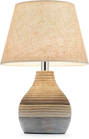 Бездротова керамічна настільна лампа з таймером, димером, лляним абажуром, пультом дистанційного керування, акумуляторна, в стилі Mid Century Modern