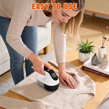 Електричний видалення ворсу 2000mAh, портативний USB-C, з LED-дисплеєм, 3 режими, 6-клинковий насадка, для одягу, килимів, светрів та диванів