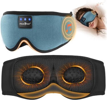 Маска для сну Musicozy з навушниками Bluetooth | 100% затемнення, для подорожей, преміум якість | Подарунок для чоловіків та жінок (Синій)