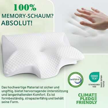 Подушка для шиї та голови 2 в 1 з ефектом пам'яті (Memory Foam), 60x40x12/14 см, біла