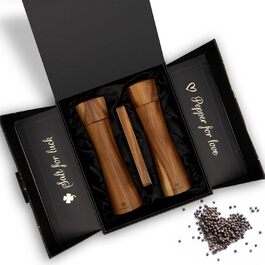Salt and pepper mill made of wood, including coaster, in a luxurious gift box – ideal as a wedding gift | Wedding gifts | Wedding gifts for the bridal couple