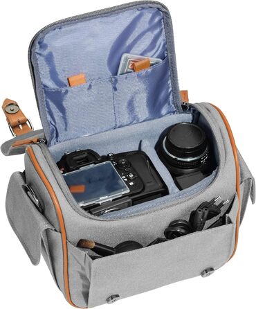 Сумка для камери PEDEA 'Vintage' з захисною плівкою для дисплея Canon, Nikon, Pentax, XL (Сірий)