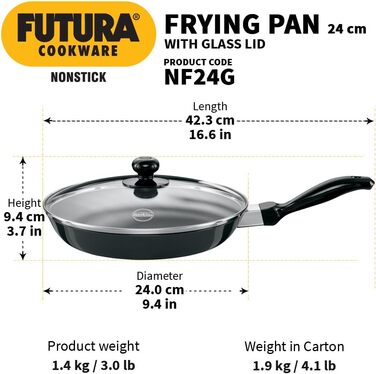 Сковорода з антипригарним покриттям HAWKINS Futura з кришкою з термостійкого скла, 26 см