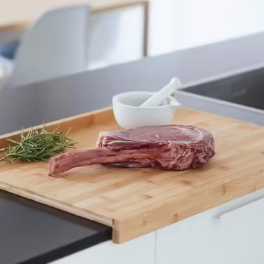 Дошка для нарізання з бамбука XL 60x40x7 см, коричнева/біла, кухонна, для хліба, м'яса, овочів та фруктів