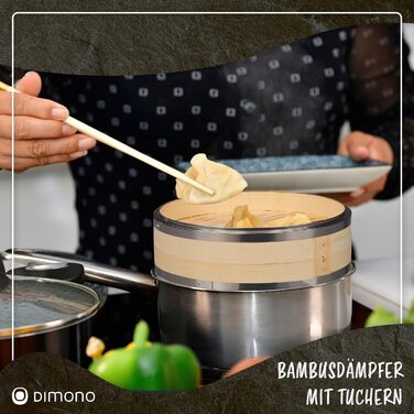 Пароварка Dimono® з бамбуком та нержавіючою сталлю, 2 яруси, набір з 2 шт.