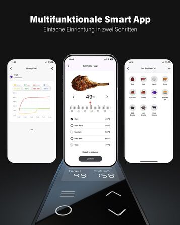 Термометр для гриля та духовки BFOUR WiFi Bluetooth з 6 датчиками, IP67, 2600mAh, керування через додаток