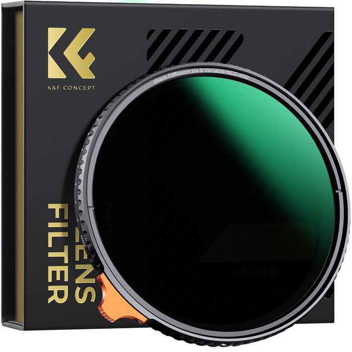 Фільтр K&F Concept Black Mist 1/4 & Variable ND2-ND400 82mm (Nano-Xcel) - 2-в-1 для об'єктива