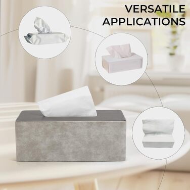 Скляниця для серветок з дерева та металу, 24x12x9 см, сіра, для дому, ванної кімнати, офісу