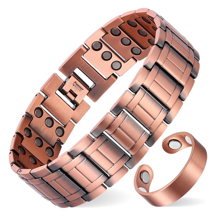 Браслет на руку чоловічий MagEnergy з міді - 3 потужні магніти, стильний дизайн, регульована довжина (набір міді)