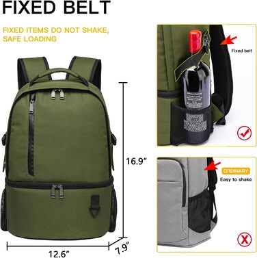 28L Insulated Cooler Backpack - Double Layer Small Thermal Backpack for Camping, Picnic, Travel (Green)