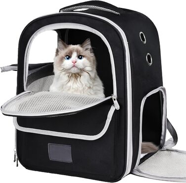 Рюкзак-переноска для котів та собак, чорний. Дихаючий рюкзак-переноска для маленьких та середніх тварин, ідеальний для подорожей, прогулянок, хатин та кемпінгу