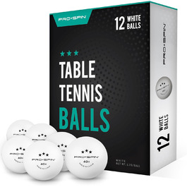 PRO SPIN Table Tennis Balls - 3 Star 40+ | High-Quality ABS Training Balls | Durable for Indoor/Outdoor Play, Competition & Tournaments (12 Pack)