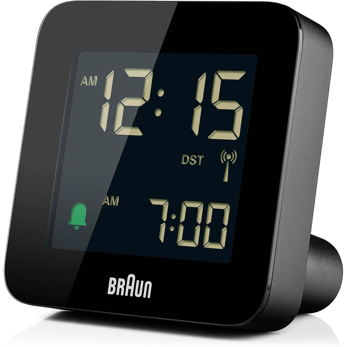 Braun Digital Radio Alarm Clock Central European Time (CET) with Snooze Function, Negative LC Display, Quick Set Function, Crescendo Alarm in Black, Model BC09B-DCF.