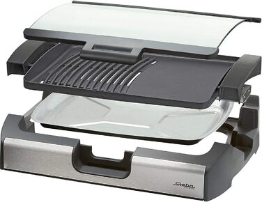 Steba VG 200 Single Tabletop Grill with Glass Lid - 2200W Electric Grill with Hot Zone & Grill Patterned Aluminum Plate