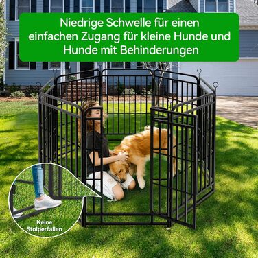 Вольєр для цуценят 544см, 80см висотою, 8-секційний розкладний вольєр для тварин з дверима, вольєр для собак, переносний загін для собак, котів, кроликів та саду, збірка без інструментів (8 секцій - 100см висотою)